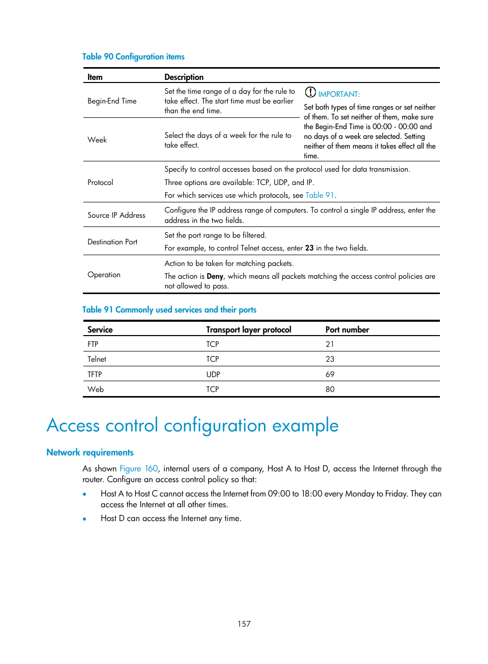 Access control configuration example, Network requirements | H3C Technologies H3C MSR 50 User Manual | Page 178 / 877