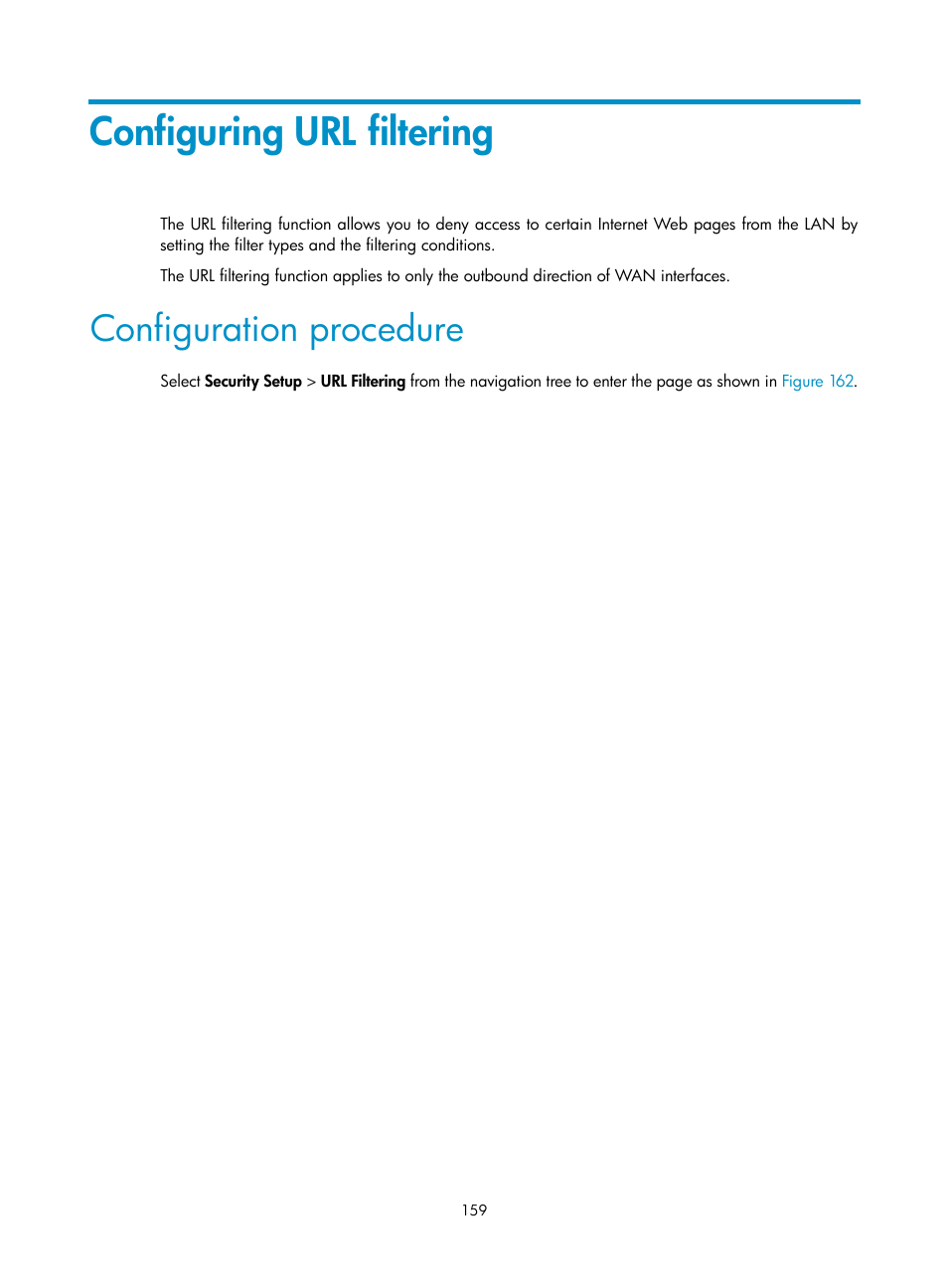 Configuring url filtering, Configuration procedure | H3C Technologies H3C MSR 50 User Manual | Page 180 / 877