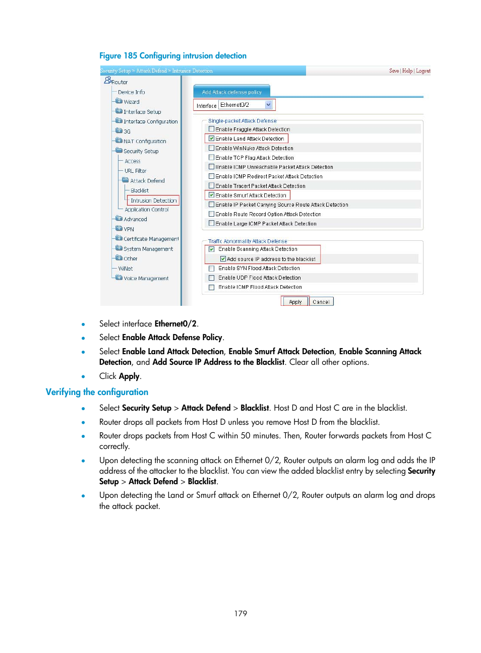 Verifying the configuration, N in, Figure 185 | H3C Technologies H3C MSR 50 User Manual | Page 200 / 877