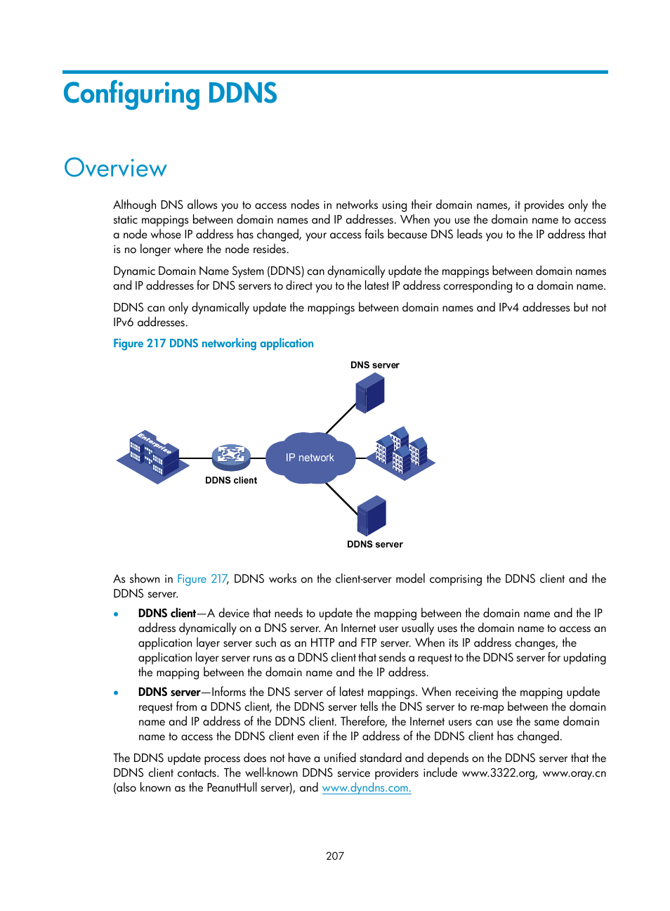 Configuring ddns, Overview | H3C Technologies H3C MSR 50 User Manual | Page 228 / 877