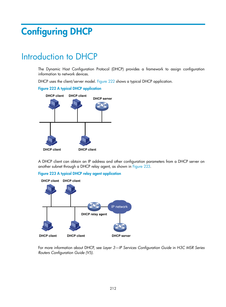 Configuring dhcp, Introduction to dhcp | H3C Technologies H3C MSR 50 User Manual | Page 233 / 877