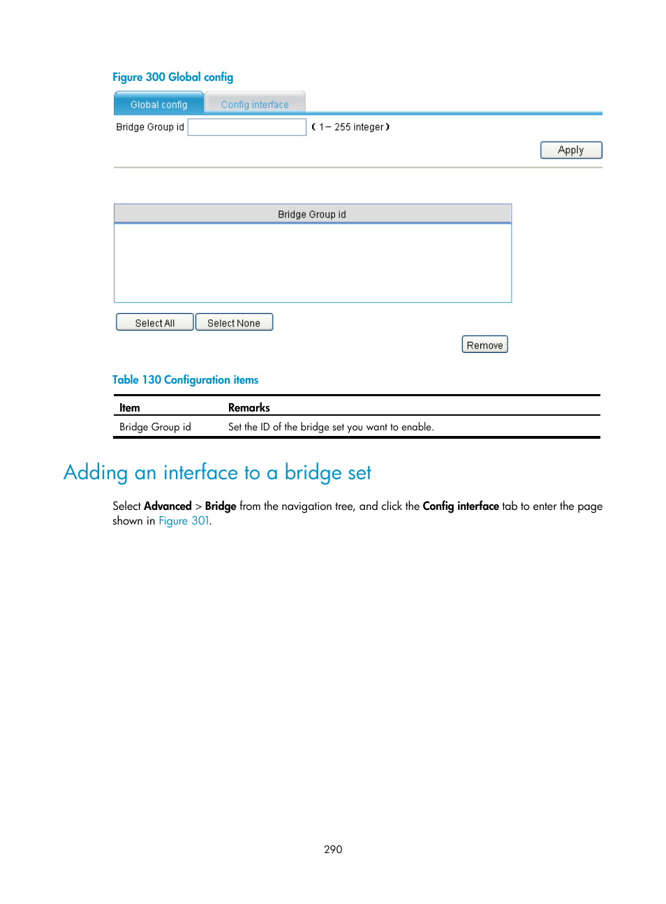 Adding an interface to a bridge set | H3C Technologies H3C MSR 50 User Manual | Page 311 / 877