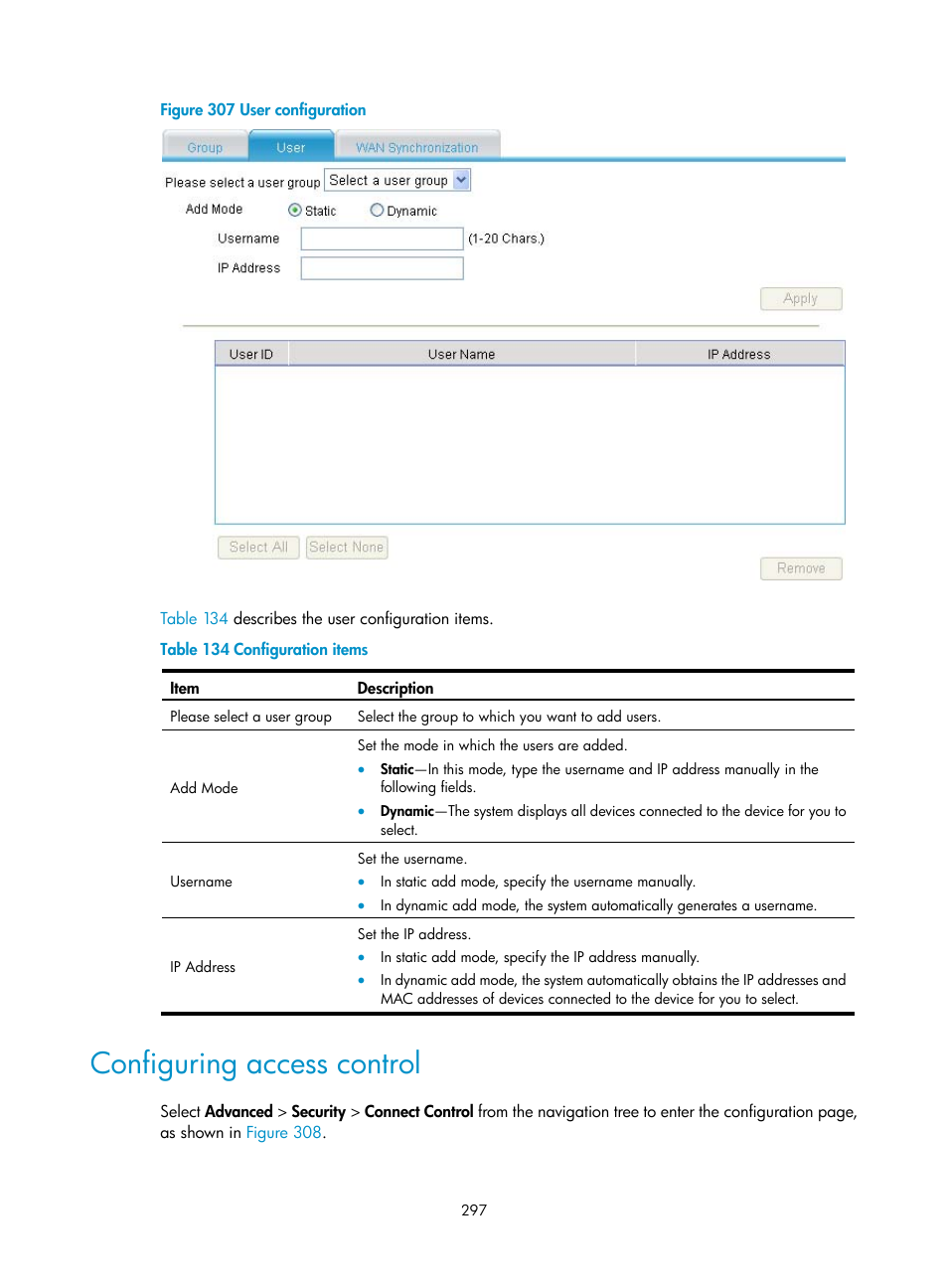 Configuring access control, Figure 307 | H3C Technologies H3C MSR 50 User Manual | Page 318 / 877