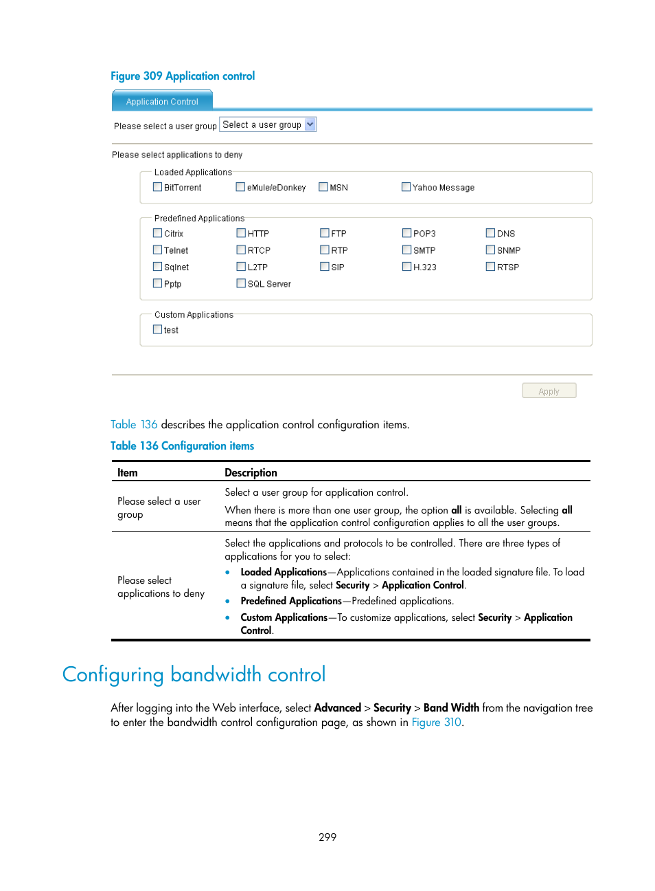 Configuring bandwidth control | H3C Technologies H3C MSR 50 User Manual | Page 320 / 877