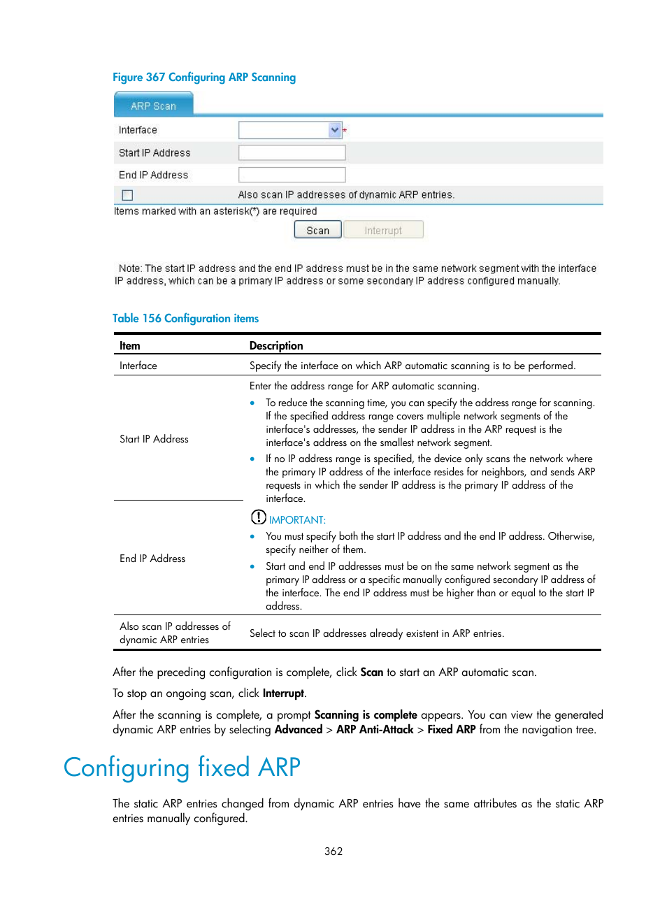 Configuring fixed arp | H3C Technologies H3C MSR 50 User Manual | Page 383 / 877