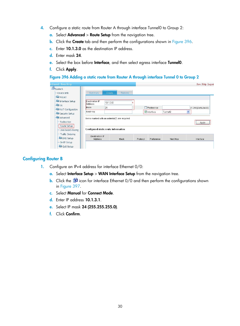 Configuring router b | H3C Technologies H3C MSR 50 User Manual | Page 415 / 877