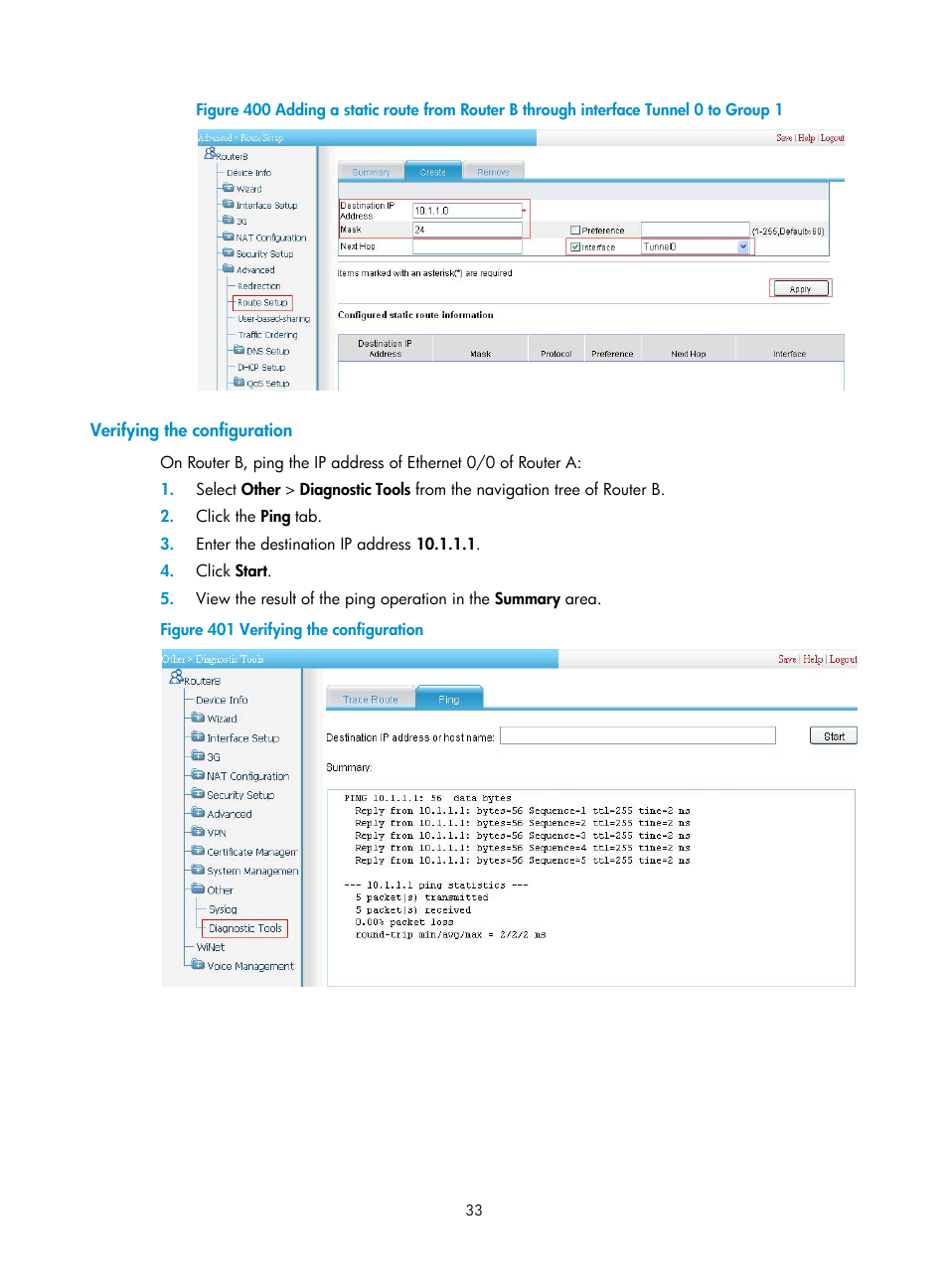 Verifying the configuration, Figure 400 | H3C Technologies H3C MSR 50 User Manual | Page 418 / 877