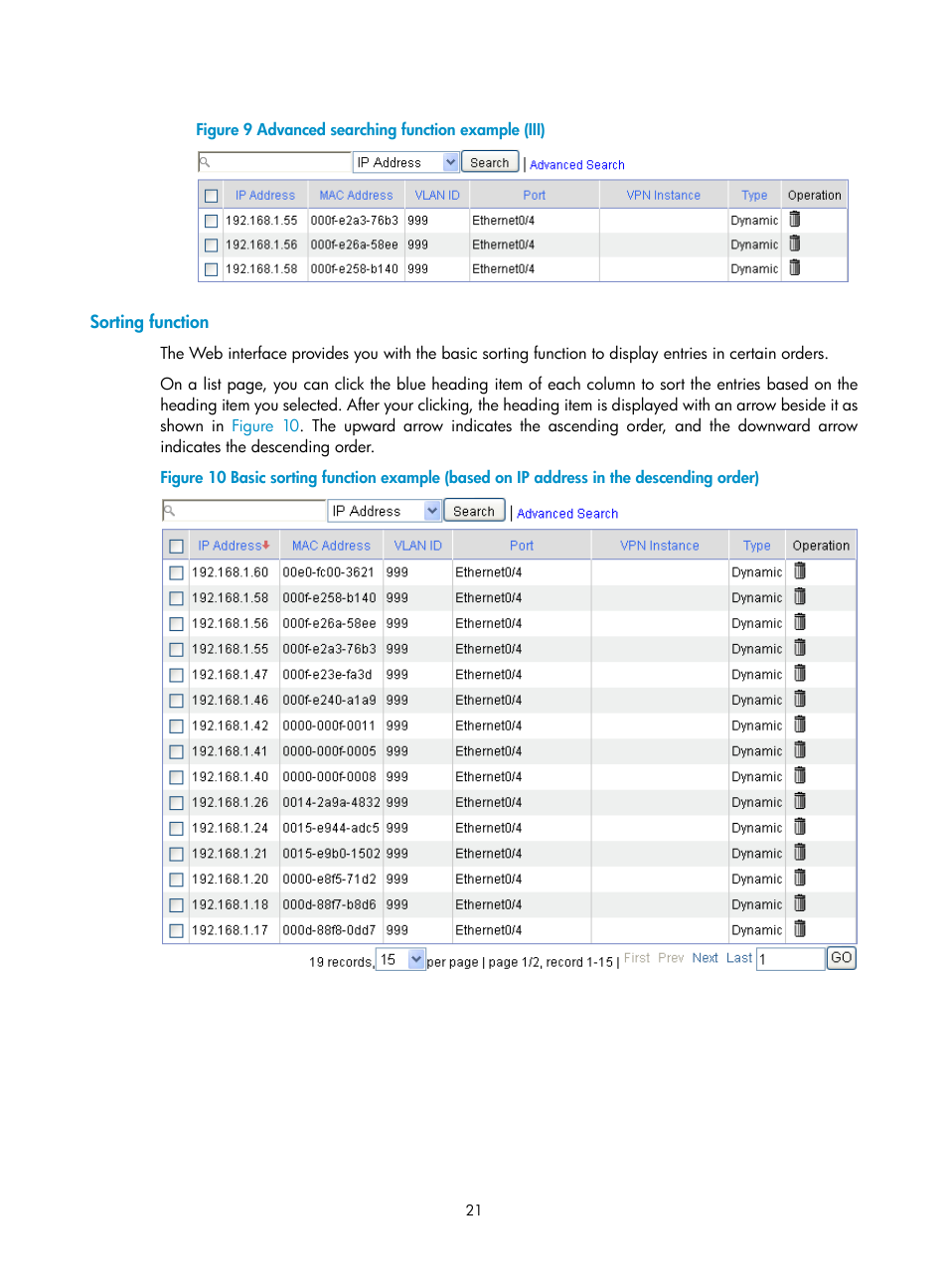 Sorting function, Figure 9 | H3C Technologies H3C MSR 50 User Manual | Page 42 / 877