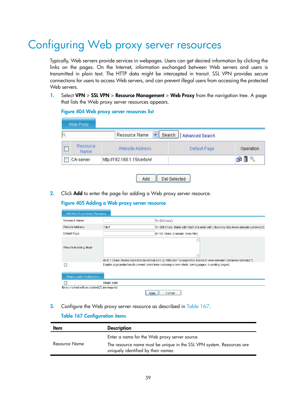 Configuring web proxy server resources | H3C Technologies H3C MSR 50 User Manual | Page 424 / 877