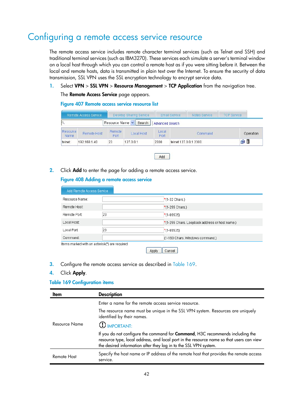 Configuring a remote access service resource | H3C Technologies H3C MSR 50 User Manual | Page 427 / 877