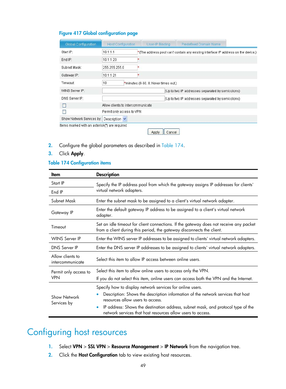 Configuring host resources | H3C Technologies H3C MSR 50 User Manual | Page 434 / 877