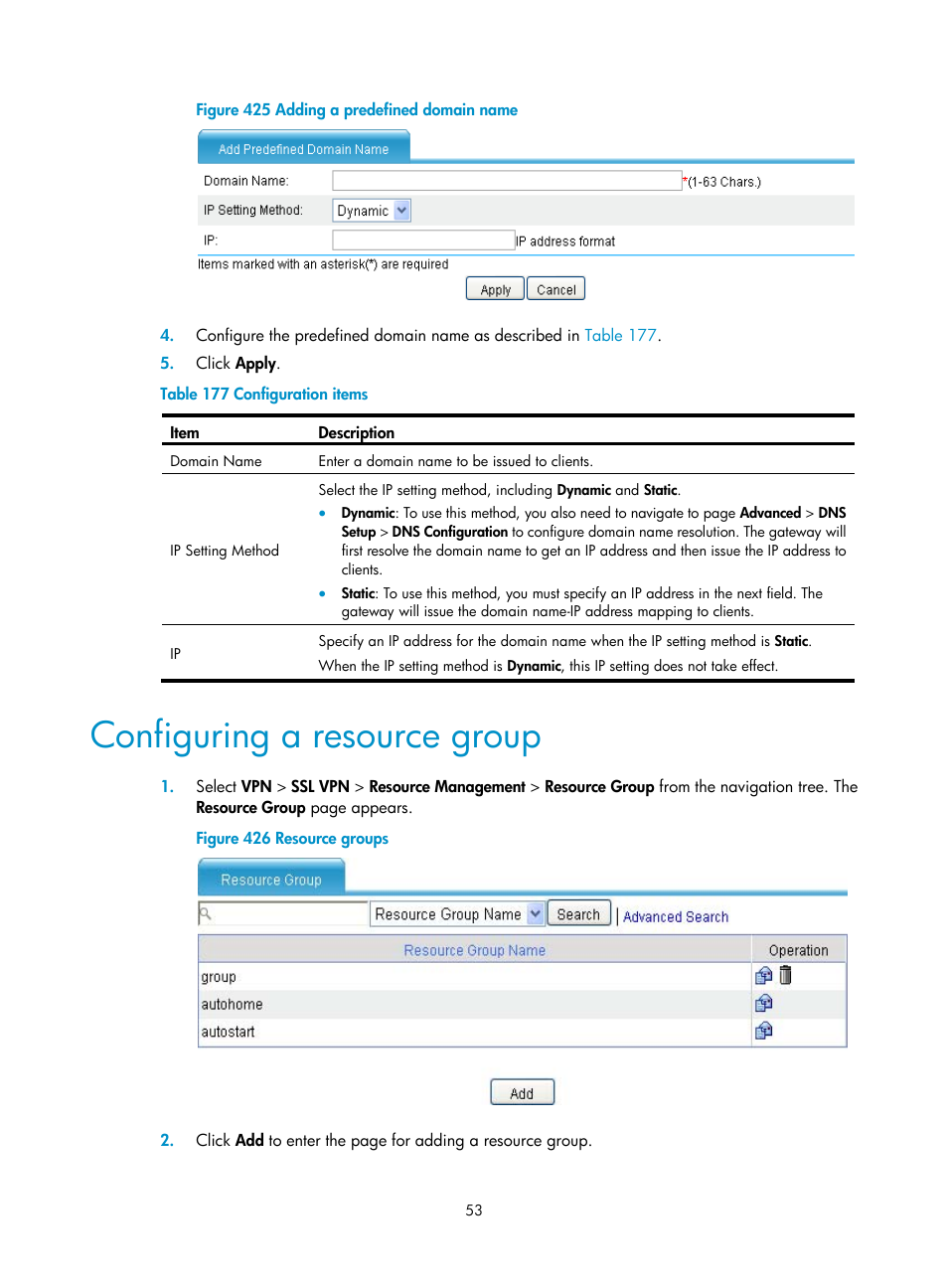 Configuring a resource group | H3C Technologies H3C MSR 50 User Manual | Page 438 / 877