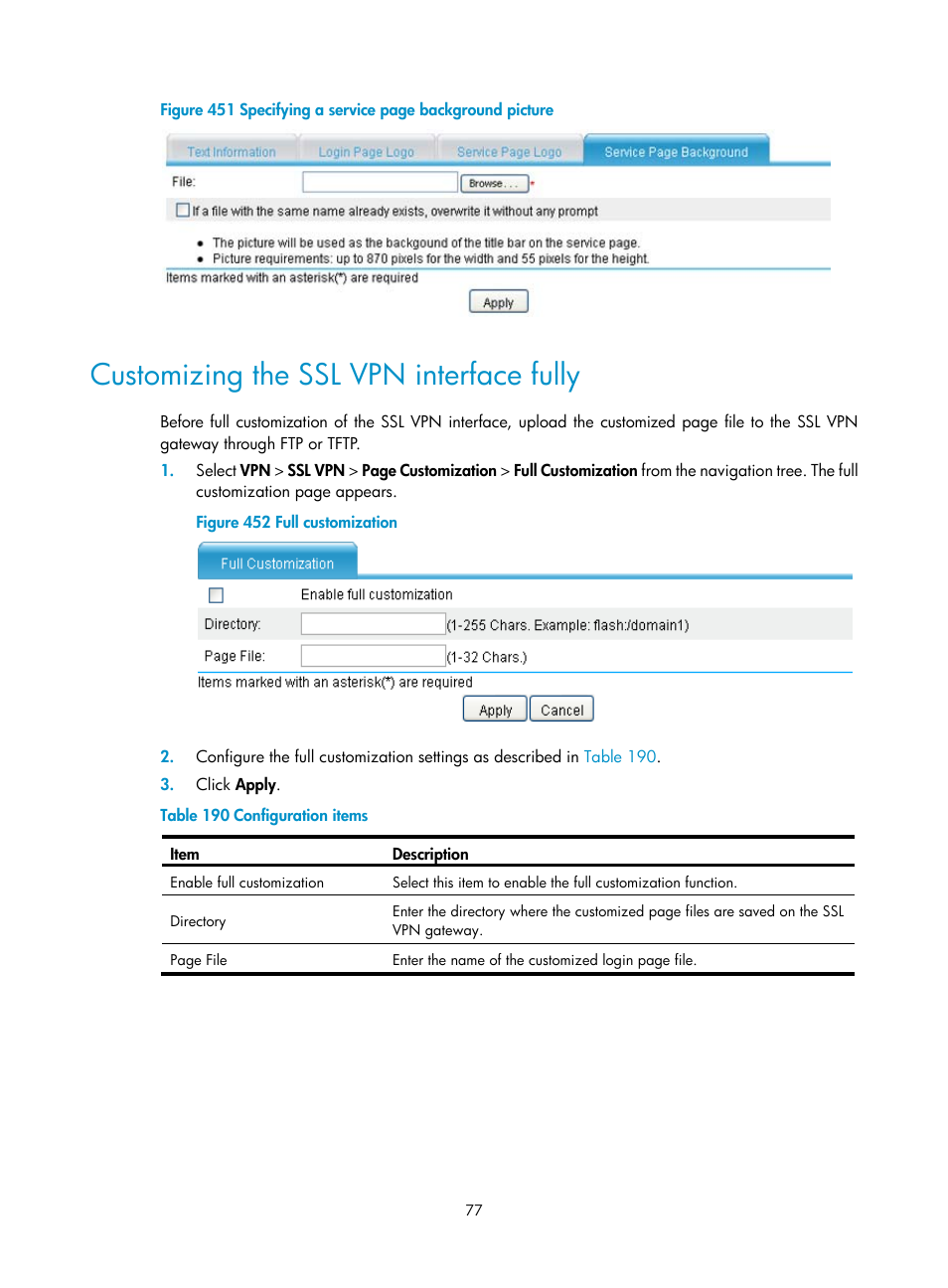 Customizing the ssl vpn interface fully, Figure 451 | H3C Technologies H3C MSR 50 User Manual | Page 462 / 877