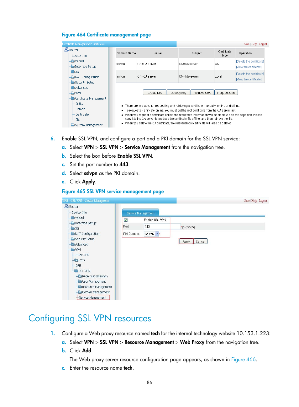 Configuring ssl vpn resources | H3C Technologies H3C MSR 50 User Manual | Page 471 / 877