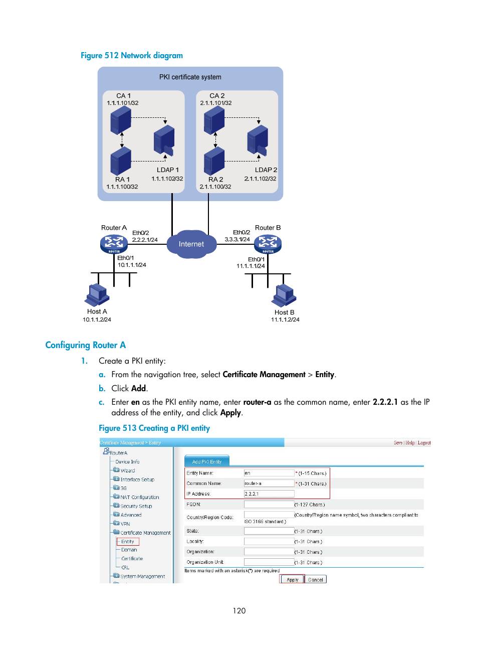 Configuring router a | H3C Technologies H3C MSR 50 User Manual | Page 505 / 877