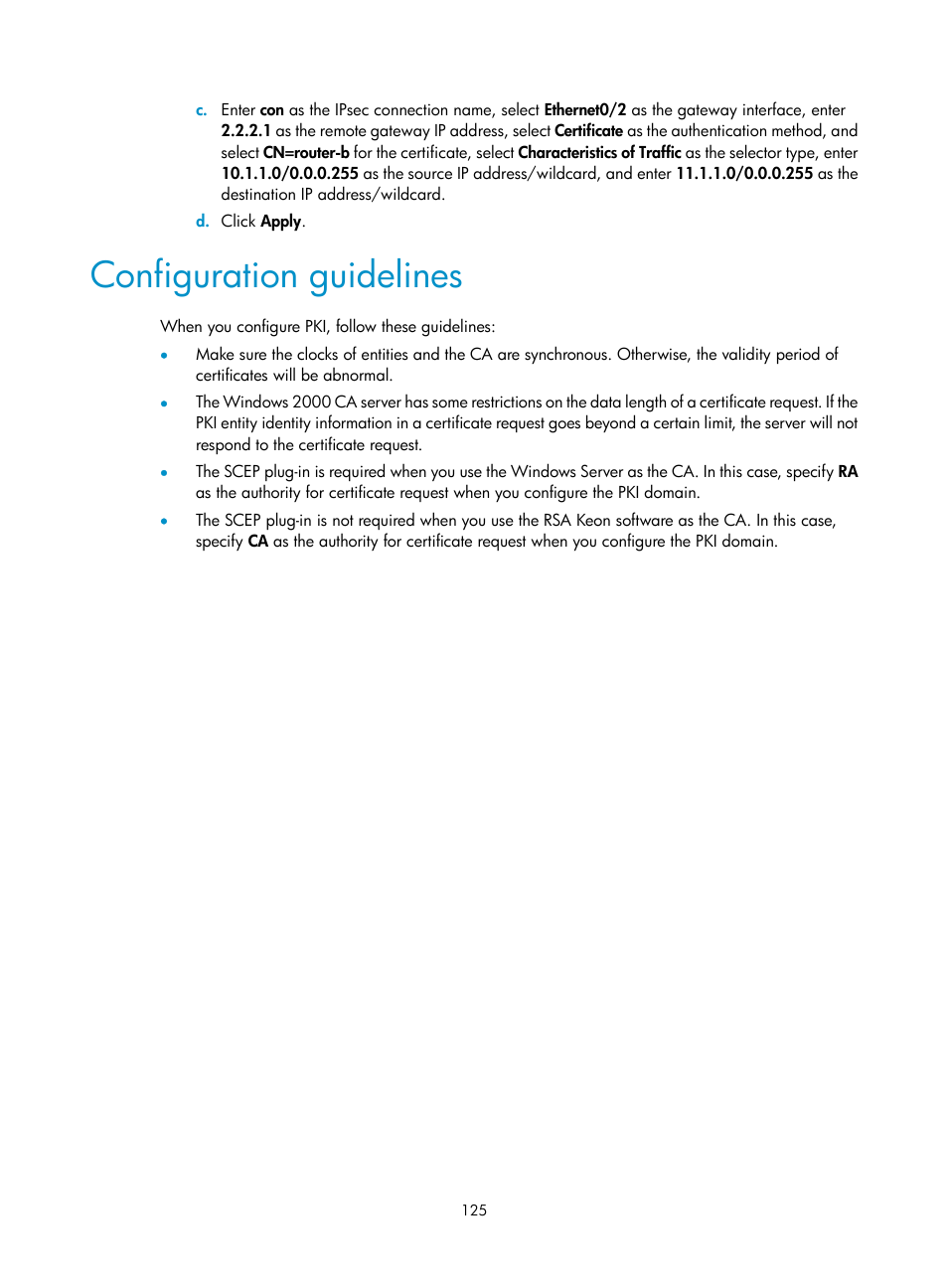 Configuration guidelines | H3C Technologies H3C MSR 50 User Manual | Page 510 / 877