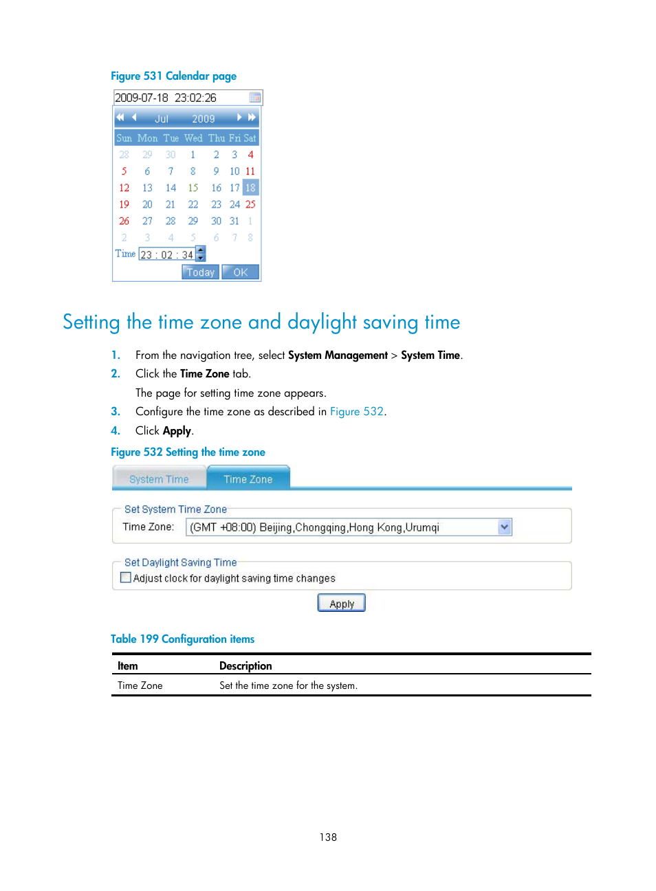 Setting the time zone and daylight saving time | H3C Technologies H3C MSR 50 User Manual | Page 523 / 877