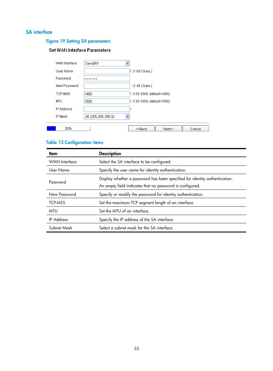 Sa interface | H3C Technologies H3C MSR 50 User Manual | Page 54 / 877