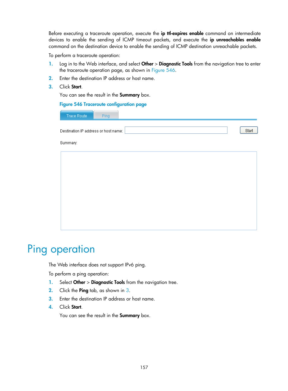 Ping operation | H3C Technologies H3C MSR 50 User Manual | Page 542 / 877