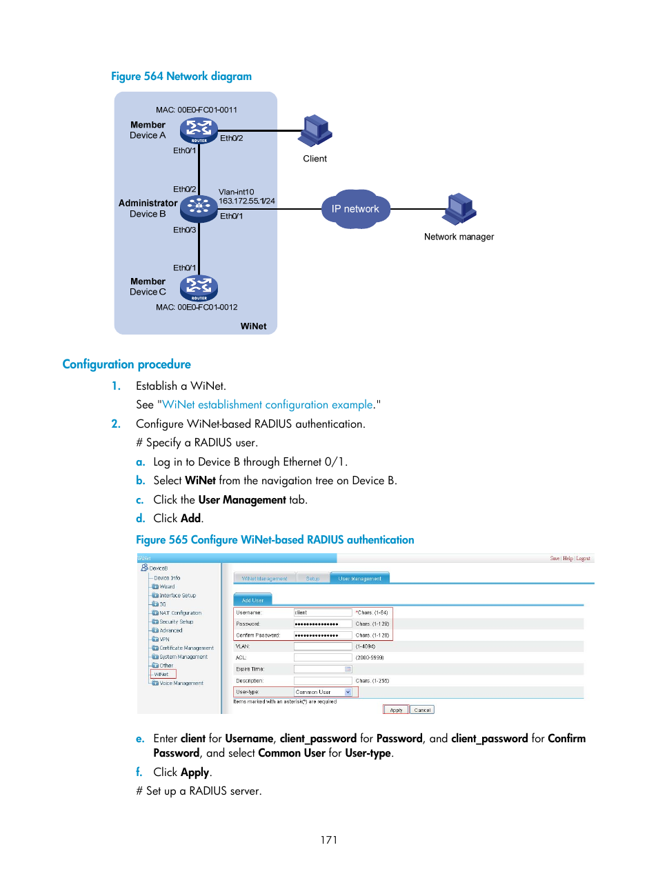 Configuration procedure | H3C Technologies H3C MSR 50 User Manual | Page 556 / 877