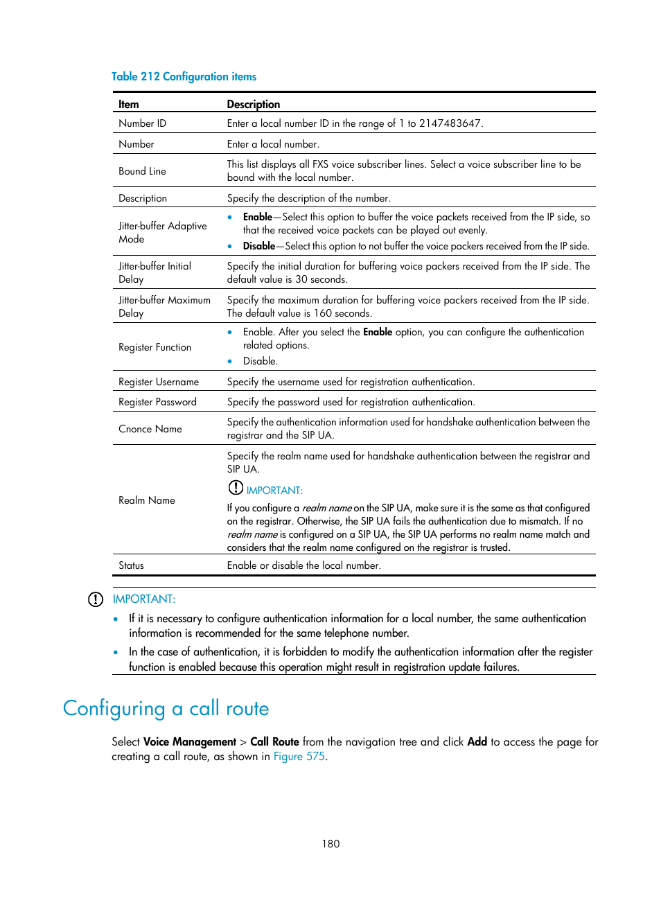 Configuring a call route | H3C Technologies H3C MSR 50 User Manual | Page 565 / 877