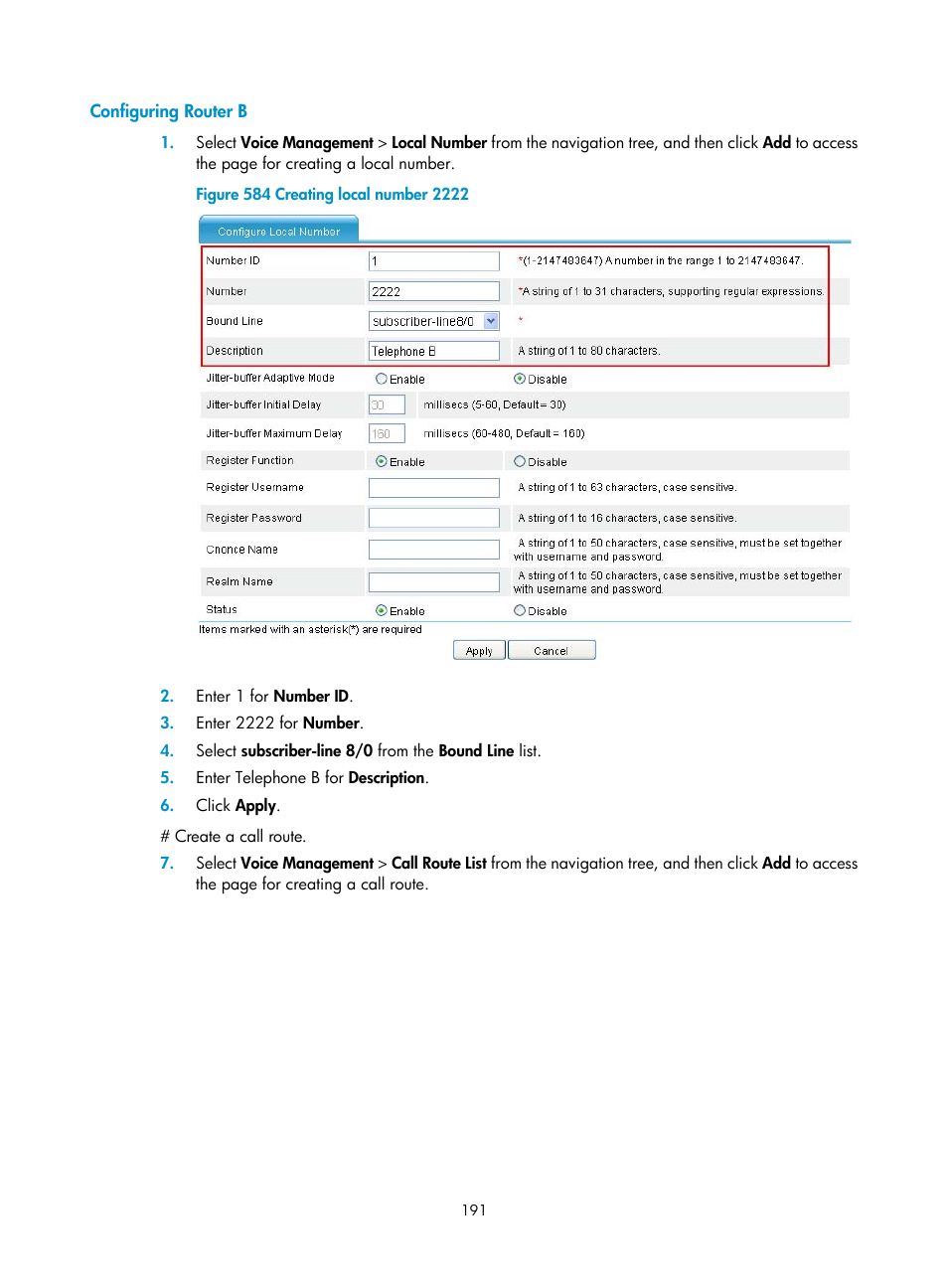 Configuring router b | H3C Technologies H3C MSR 50 User Manual | Page 576 / 877