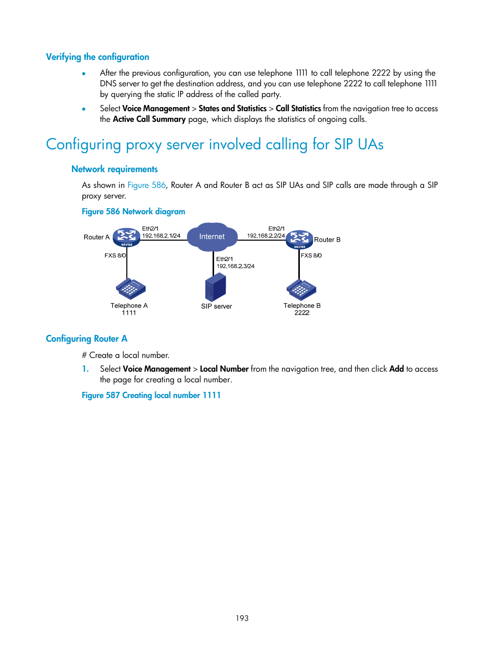 Verifying the configuration, Network requirements, Configuring router a | H3C Technologies H3C MSR 50 User Manual | Page 578 / 877