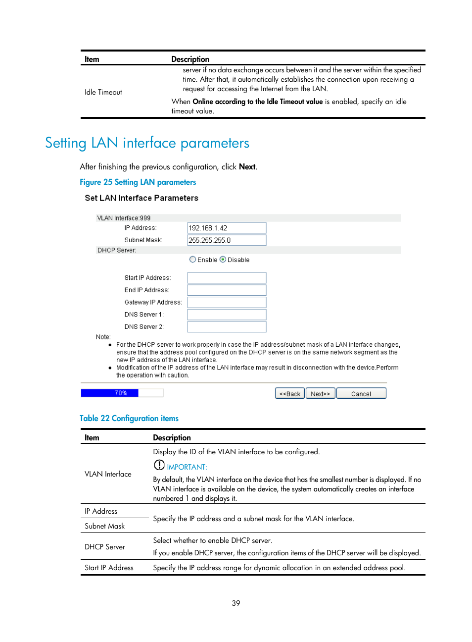 Setting lan interface parameters | H3C Technologies H3C MSR 50 User Manual | Page 60 / 877