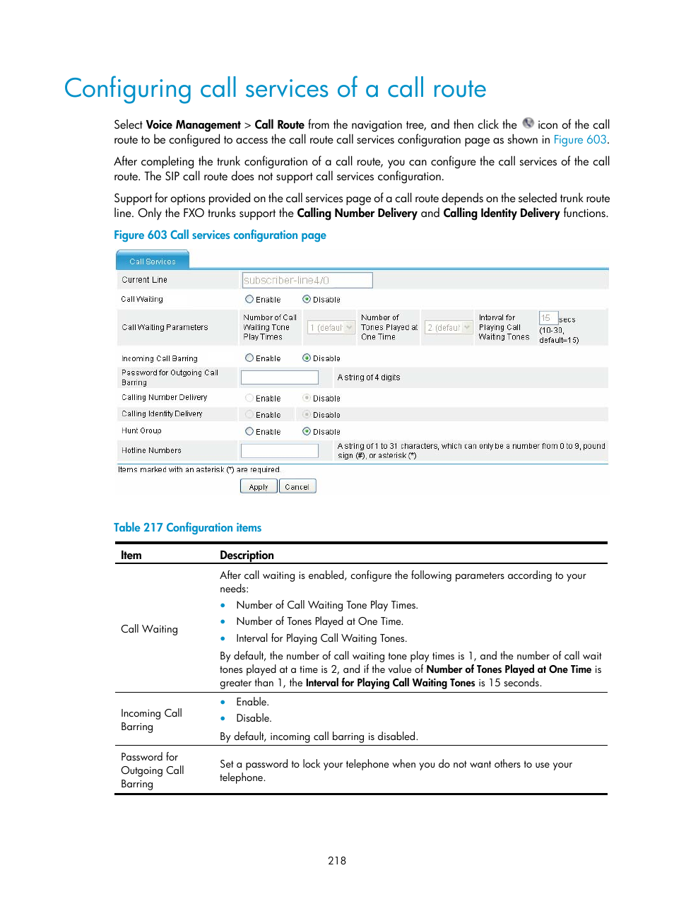 Configuring call services of a call route | H3C Technologies H3C MSR 50 User Manual | Page 603 / 877