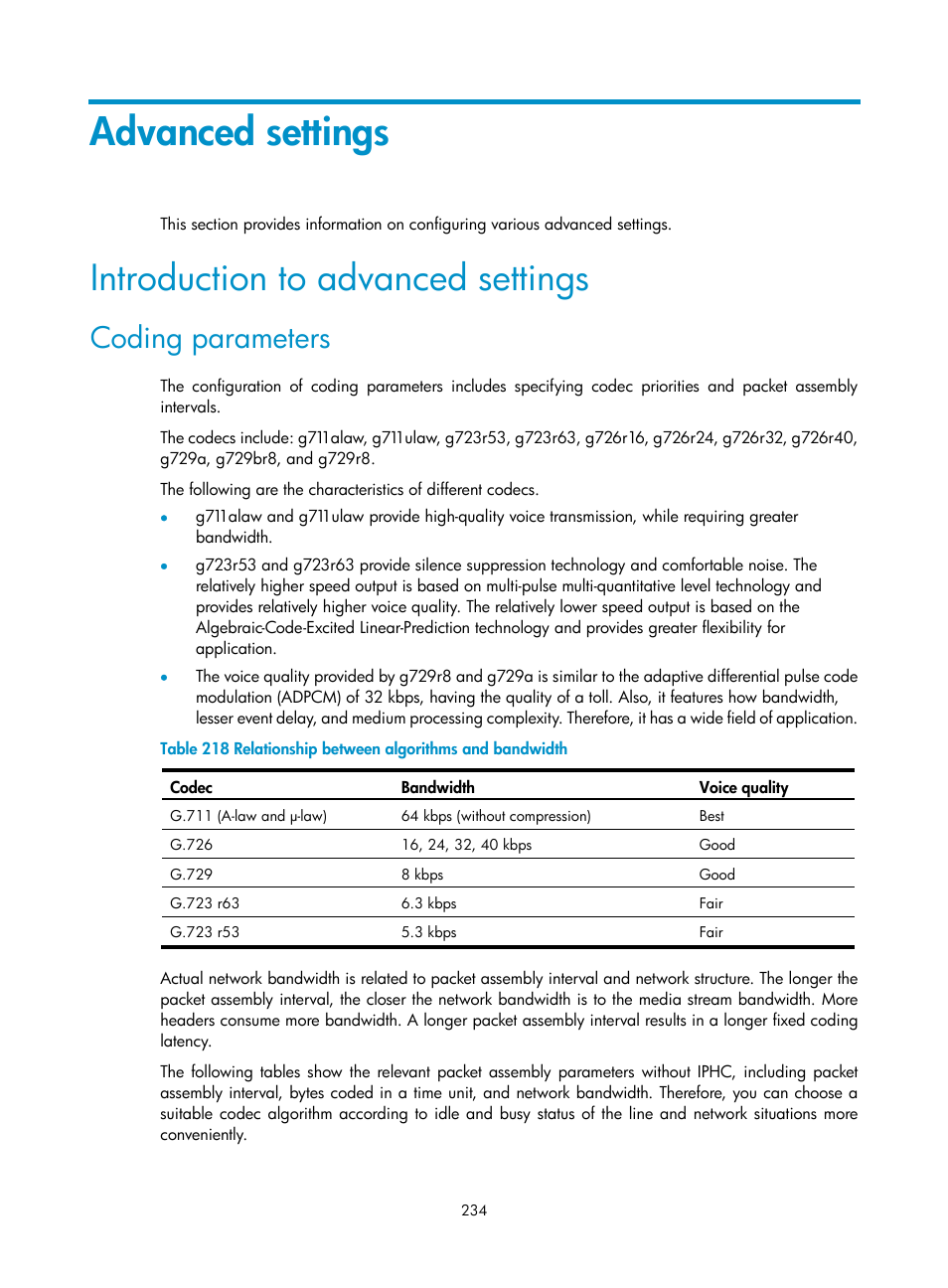 Advanced settings, Introduction to advanced settings, Coding parameters | H3C Technologies H3C MSR 50 User Manual | Page 619 / 877