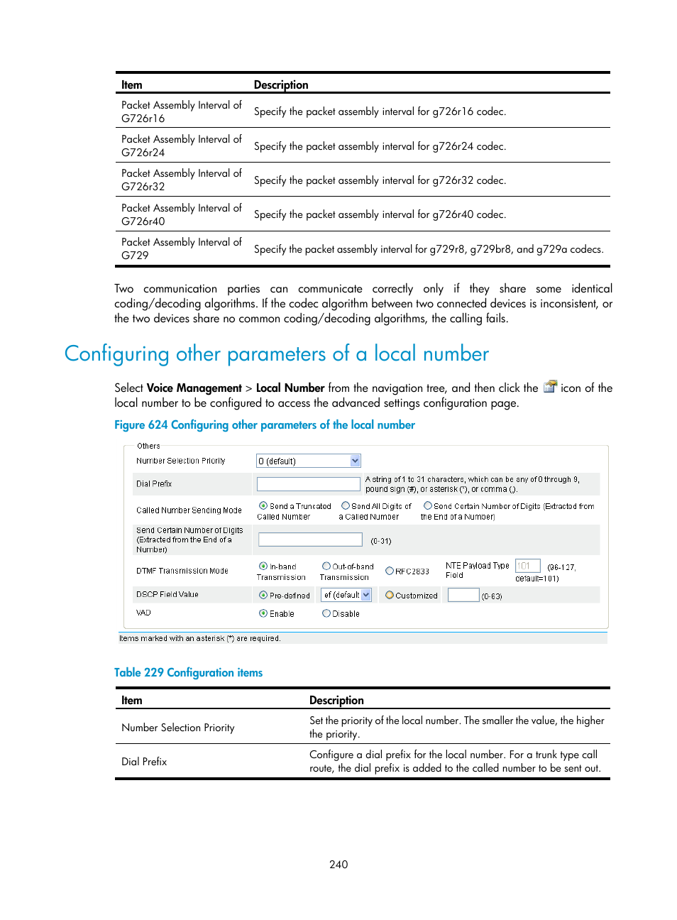 Configuring other parameters of a local number | H3C Technologies H3C MSR 50 User Manual | Page 625 / 877