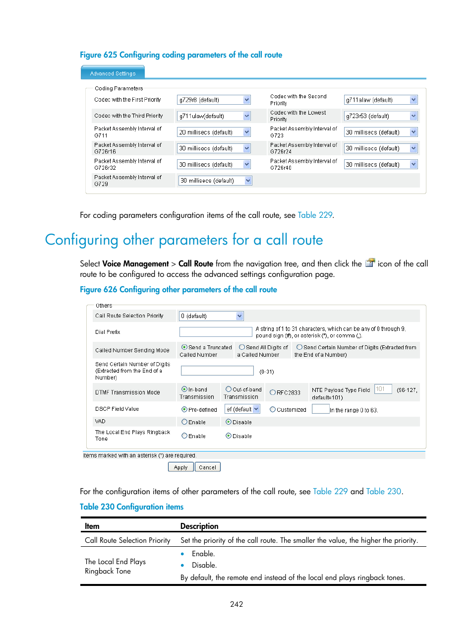 Configuring other parameters for a call route | H3C Technologies H3C MSR 50 User Manual | Page 627 / 877