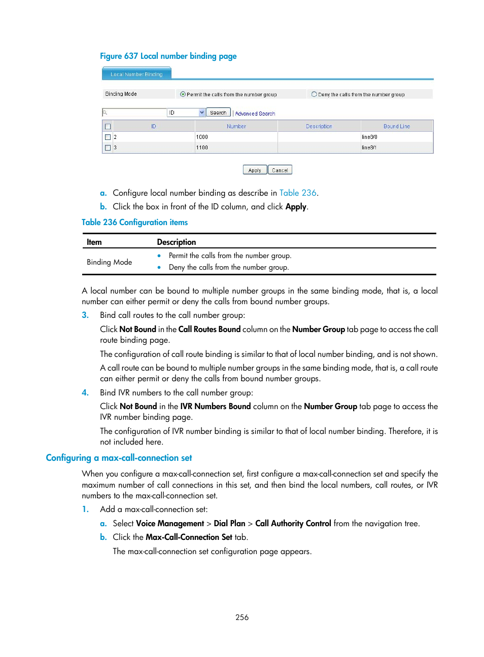 Configuring a max-call-connection set | H3C Technologies H3C MSR 50 User Manual | Page 641 / 877