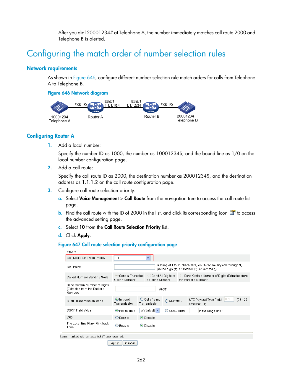 Network requirements, Configuring router a | H3C Technologies H3C MSR 50 User Manual | Page 647 / 877