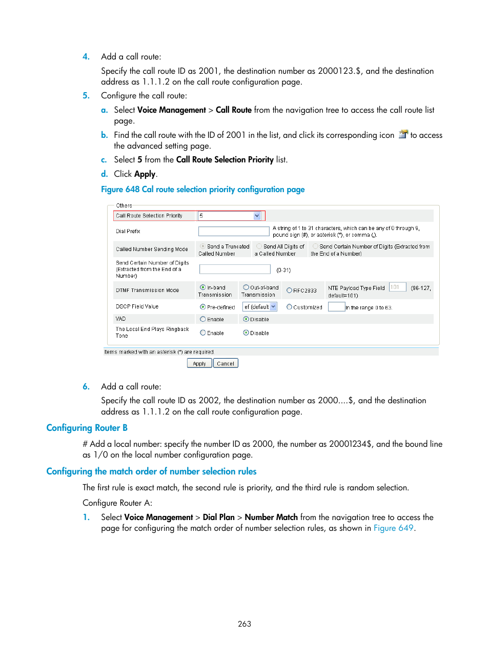 Configuring router b | H3C Technologies H3C MSR 50 User Manual | Page 648 / 877