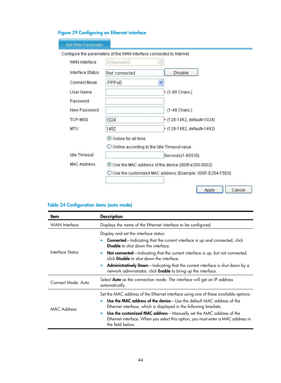 Table 24 | H3C Technologies H3C MSR 50 User Manual | Page 65 / 877