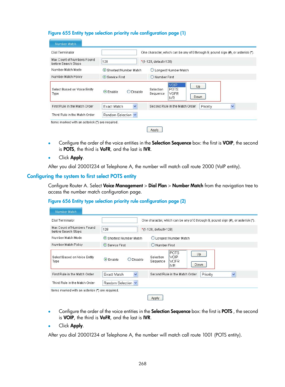 Configuring the system to first select pots entity | H3C Technologies H3C MSR 50 User Manual | Page 653 / 877