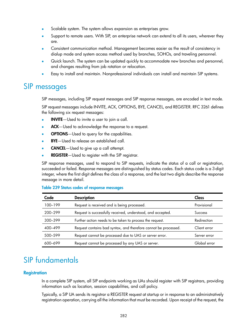 Sip messages, Sip fundamentals, Registration | H3C Technologies H3C MSR 50 User Manual | Page 667 / 877