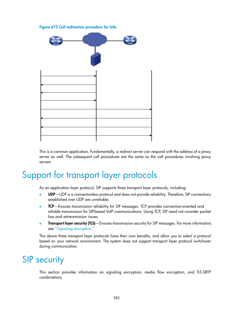 Support for transport layer protocols, Sip security | H3C Technologies H3C MSR 50 User Manual | Page 670 / 877