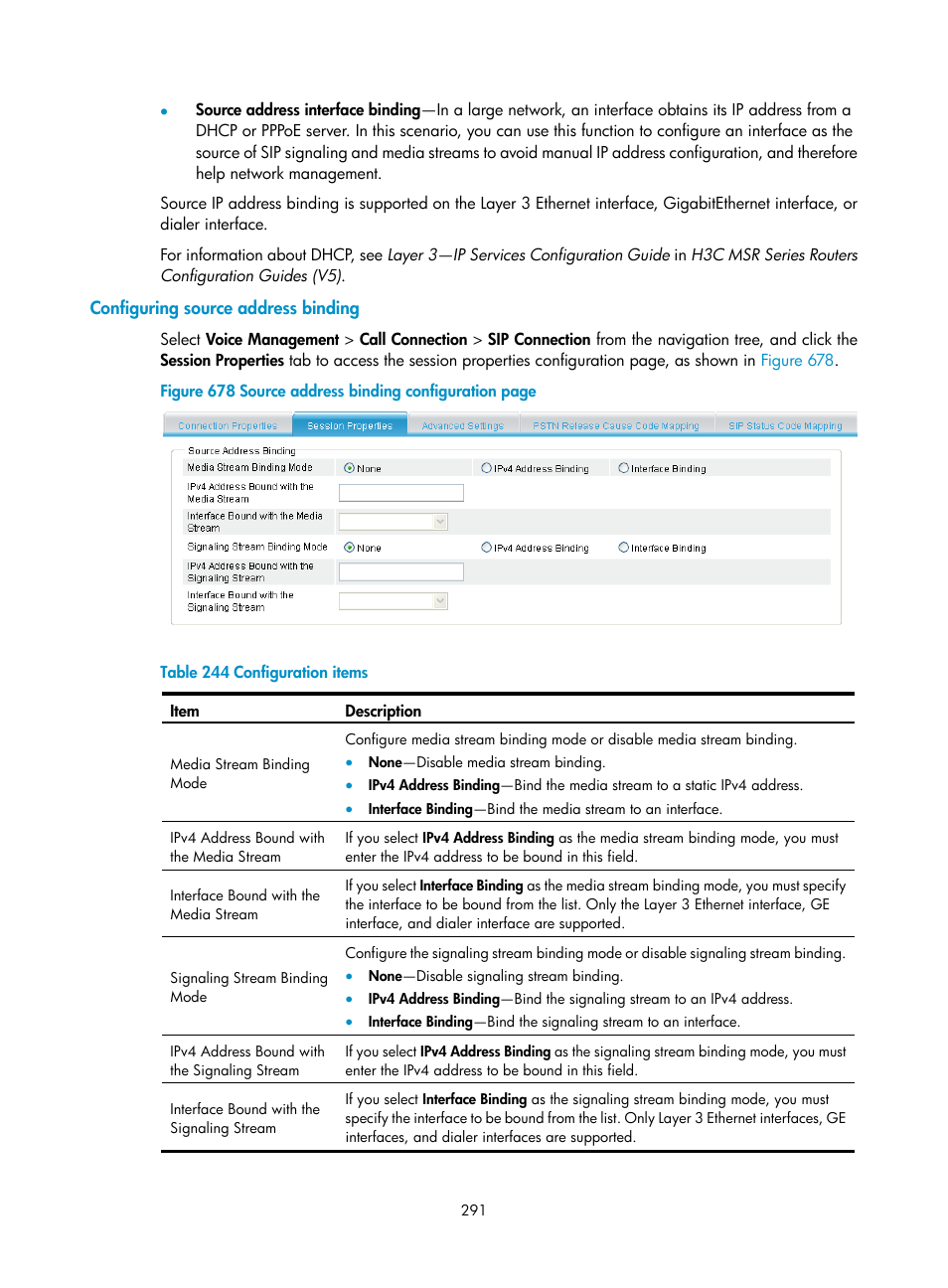 Configuring source address binding | H3C Technologies H3C MSR 50 User Manual | Page 676 / 877