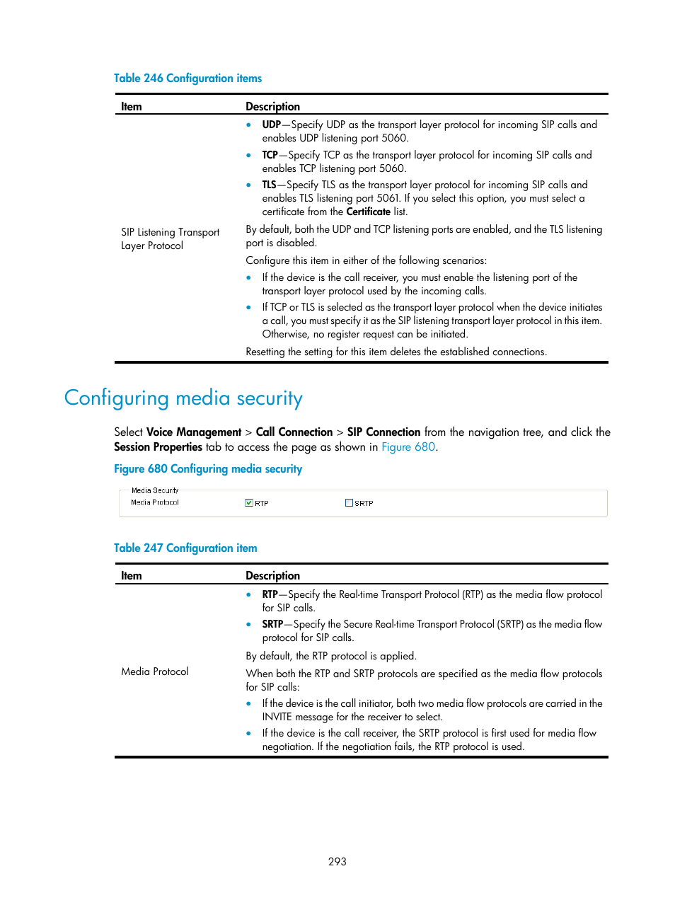 Configuring media security | H3C Technologies H3C MSR 50 User Manual | Page 678 / 877