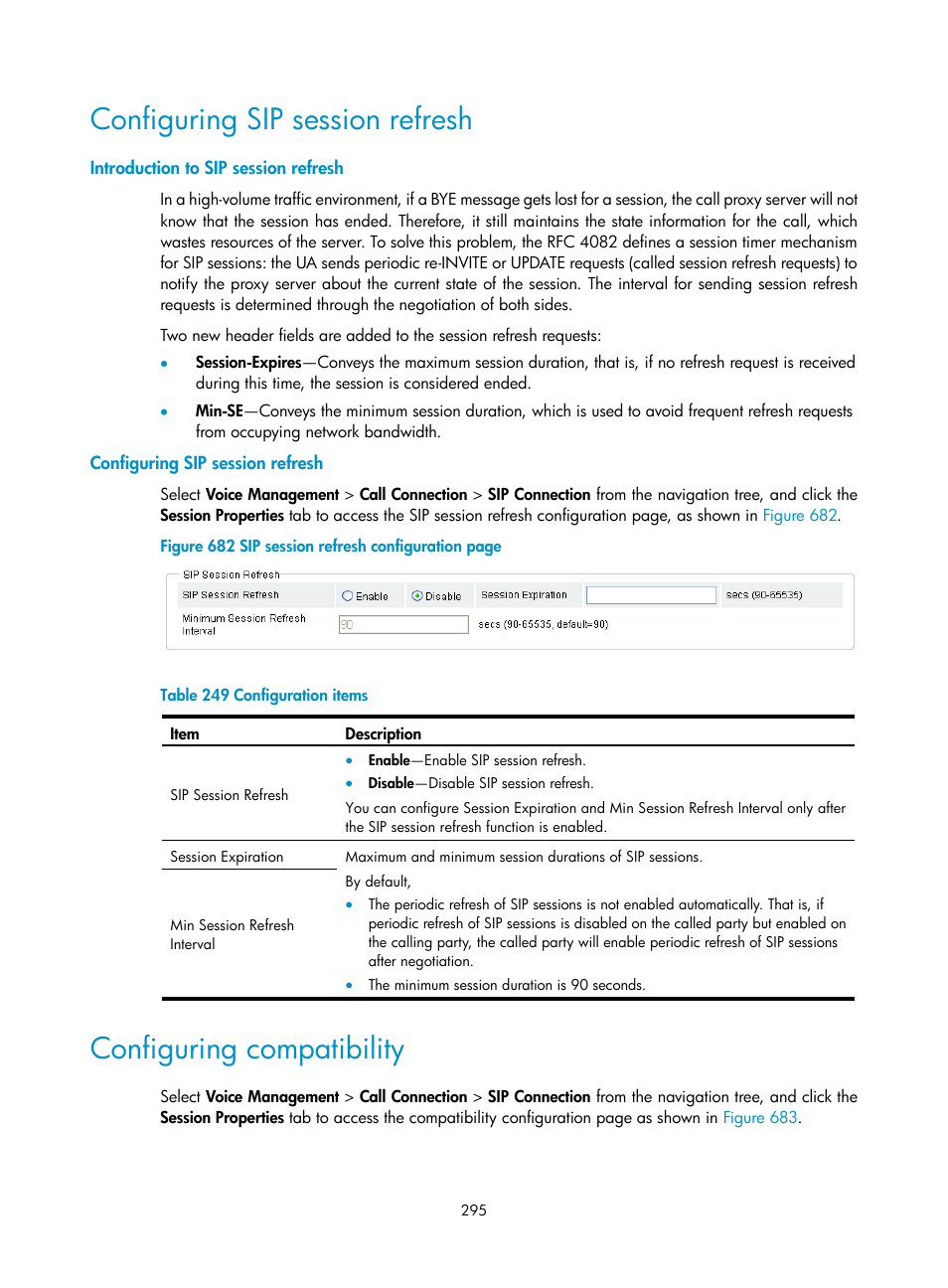 Configuring sip session refresh, Introduction to sip session refresh, Configuring compatibility | H3C Technologies H3C MSR 50 User Manual | Page 680 / 877