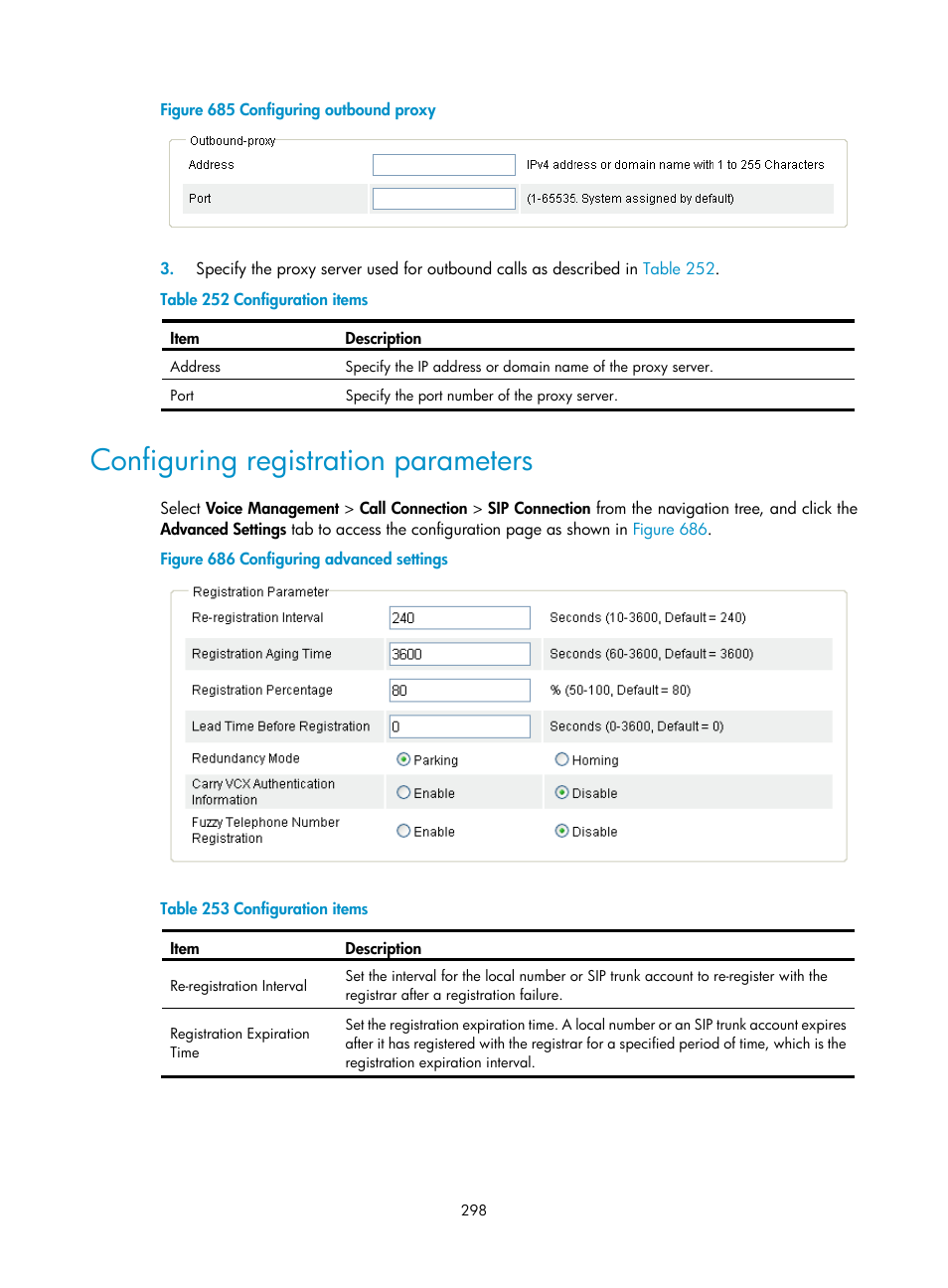 Configuring registration parameters | H3C Technologies H3C MSR 50 User Manual | Page 683 / 877