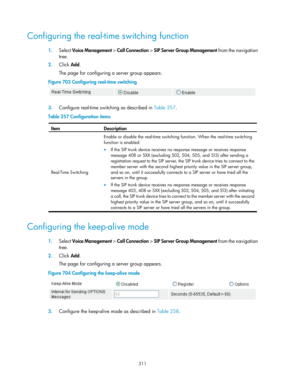 Configuring the real-time switching function, Configuring the keep-alive mode | H3C Technologies H3C MSR 50 User Manual | Page 696 / 877