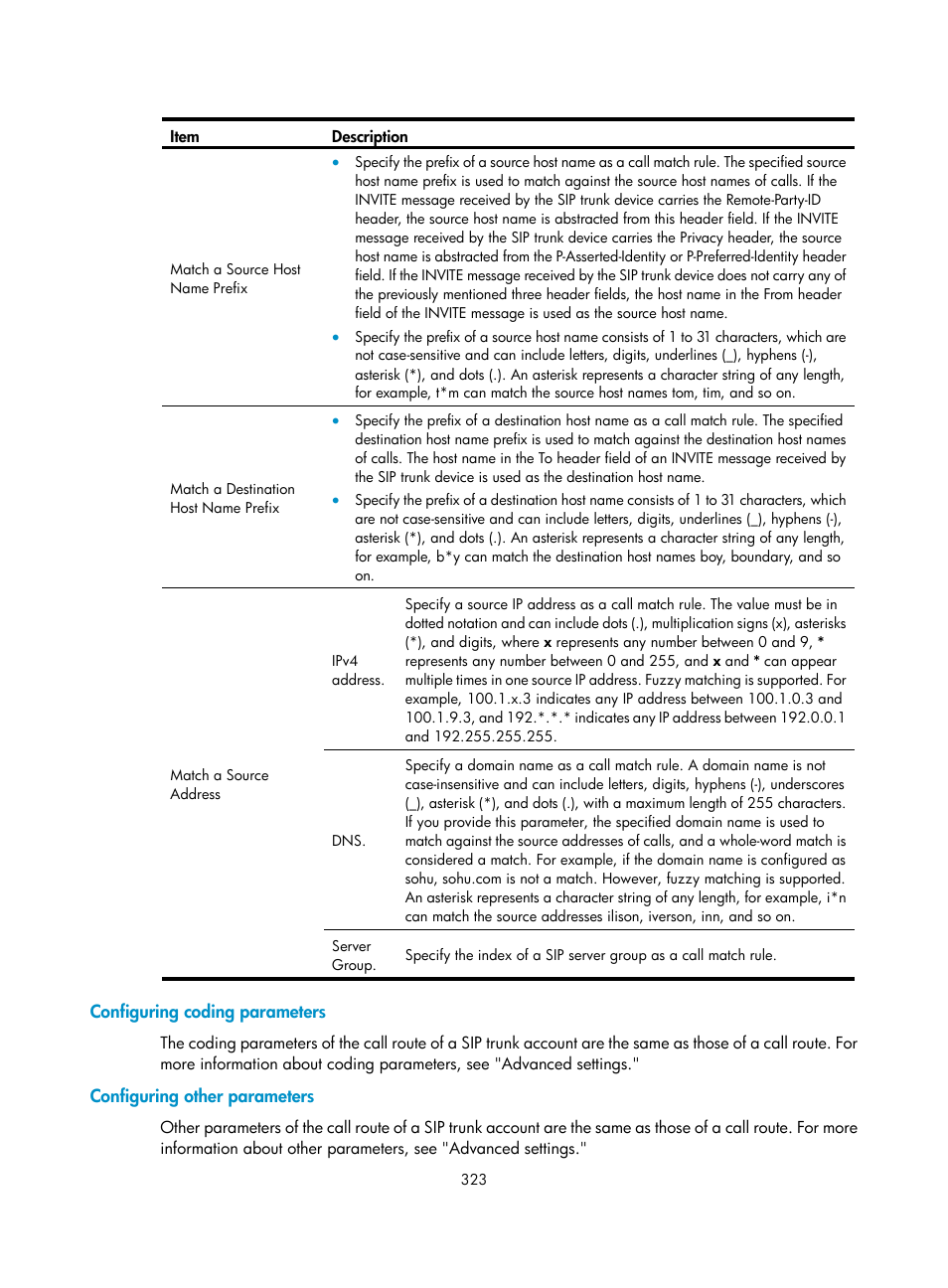 Configuring coding parameters, Configuring other parameters | H3C Technologies H3C MSR 50 User Manual | Page 708 / 877