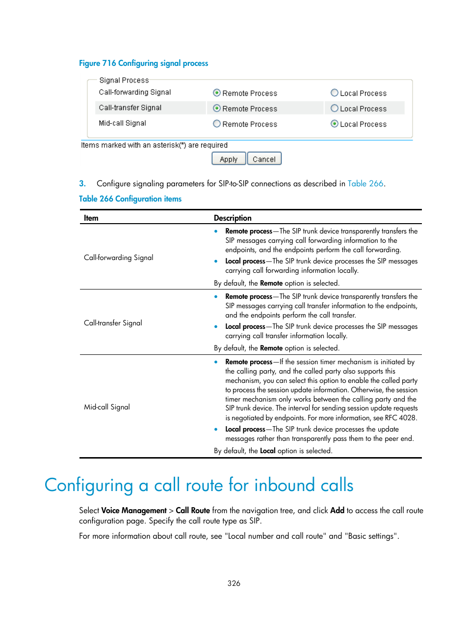 Configuring a call route for inbound calls | H3C Technologies H3C MSR 50 User Manual | Page 711 / 877