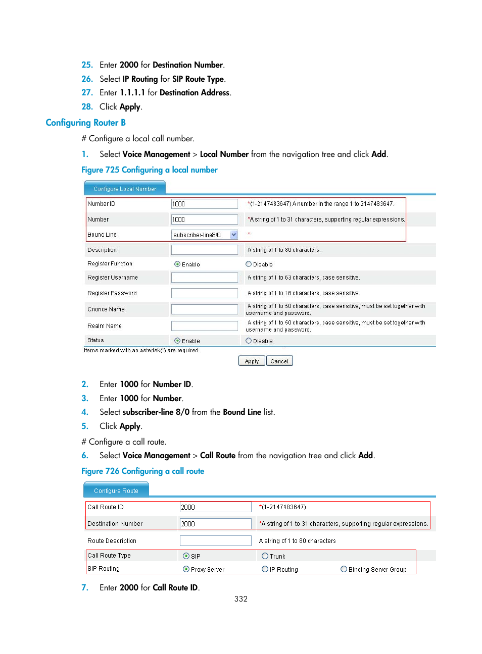 Configuring router b | H3C Technologies H3C MSR 50 User Manual | Page 717 / 877