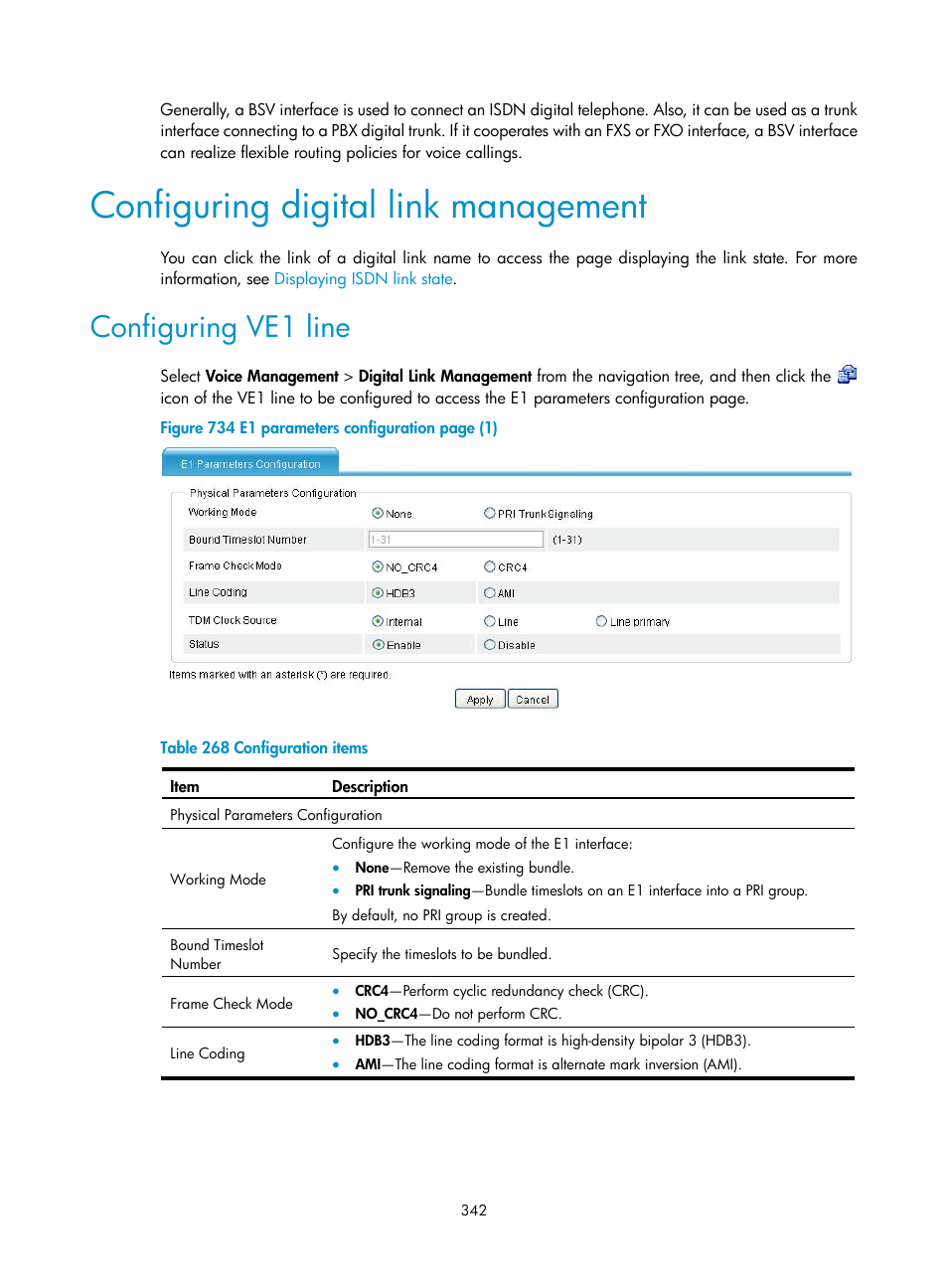 Configuring digital link management, Configuring ve1 line | H3C Technologies H3C MSR 50 User Manual | Page 727 / 877