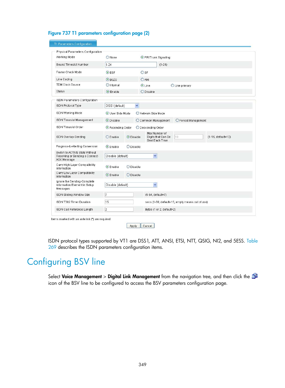 Configuring bsv line | H3C Technologies H3C MSR 50 User Manual | Page 734 / 877