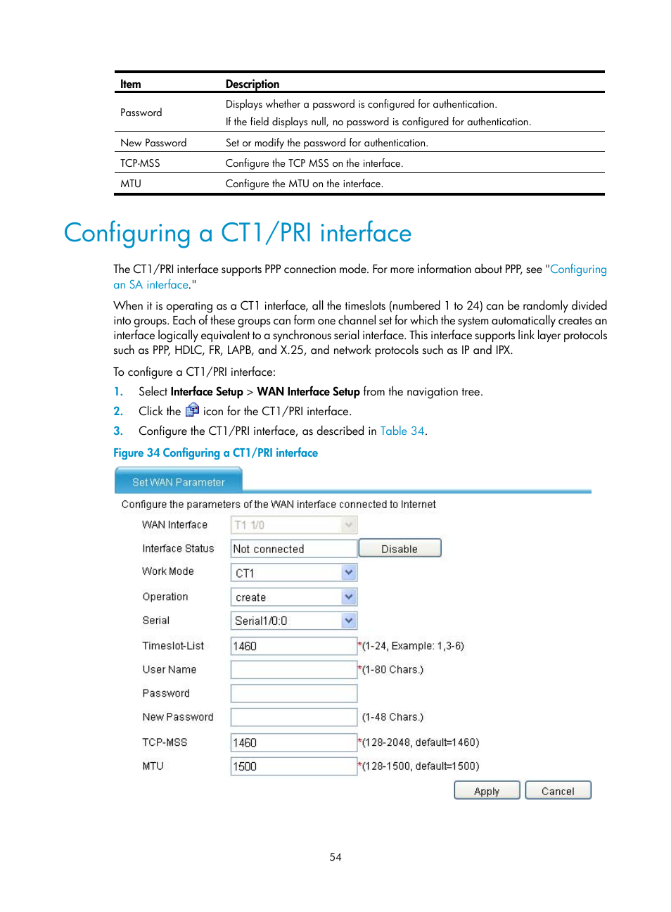 Configuring a ct1/pri interface | H3C Technologies H3C MSR 50 User Manual | Page 75 / 877